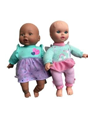 Baby Doll Bundle 2 Dolls Soft Body Vinyl Interactive Toy Set Clothes